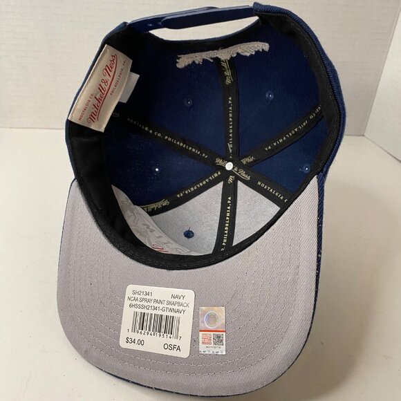 Mitchell & Ness bulldog hat Hoyas navy snapback NCAA spray paint cap - Picture 3 of 5